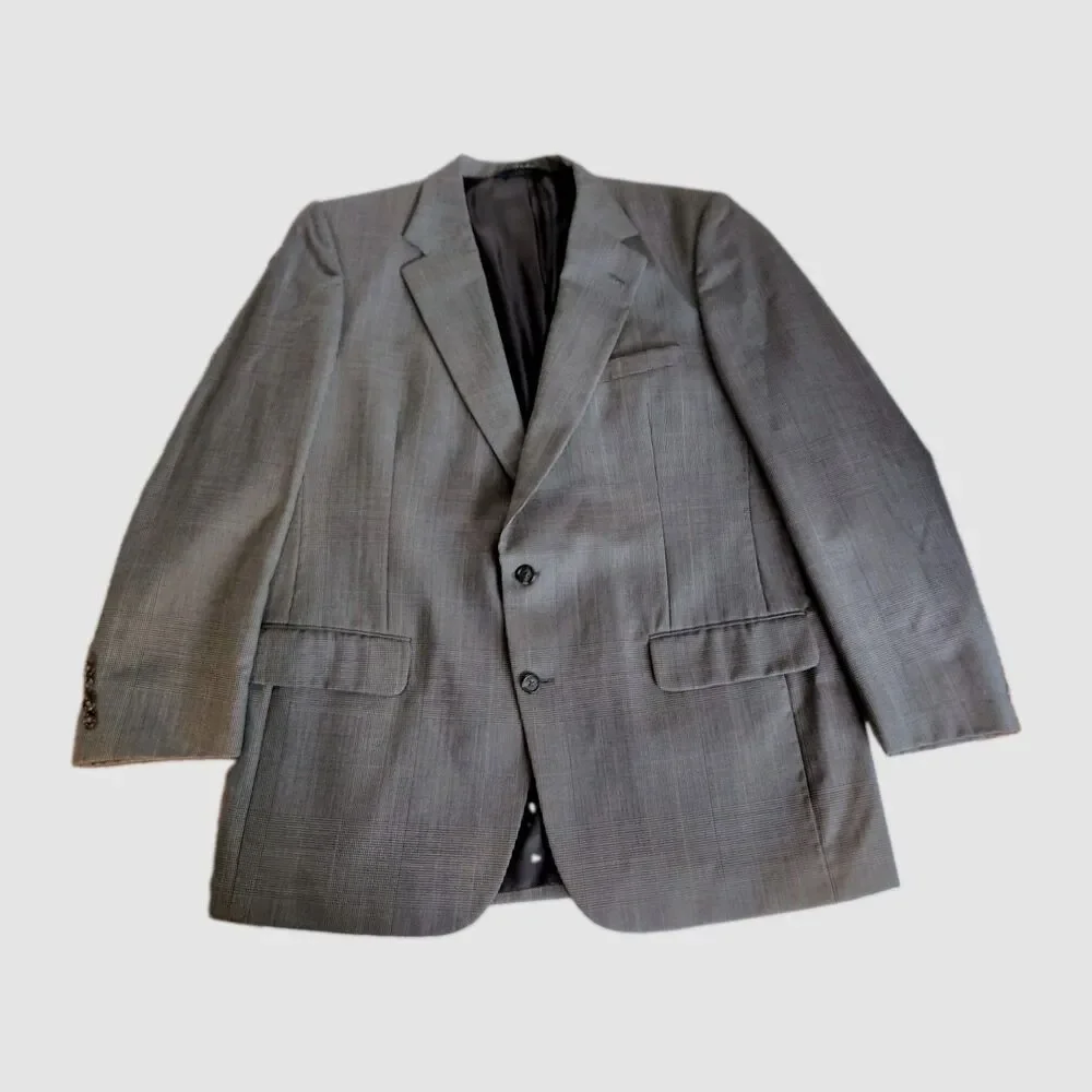 Vintage Burberrys Wool Suit SZ 46 Glen Plaid Windowpane USA Union Pleated Pants